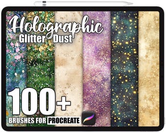 100+ Procreate Holographic Glitter Dust Brushes, Realistic Texture Brushes for Procreate, Instant Digital Download