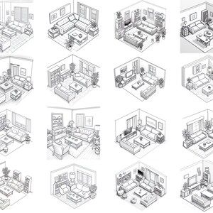 100+ Procreate Isometric Living Room Stamps, Isometric Living Room ...