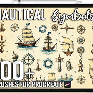 100+ Procreate Nautical Symbol Stamps, Nautical Symbol Guide Bundle for Procreate, Instant Digital Download