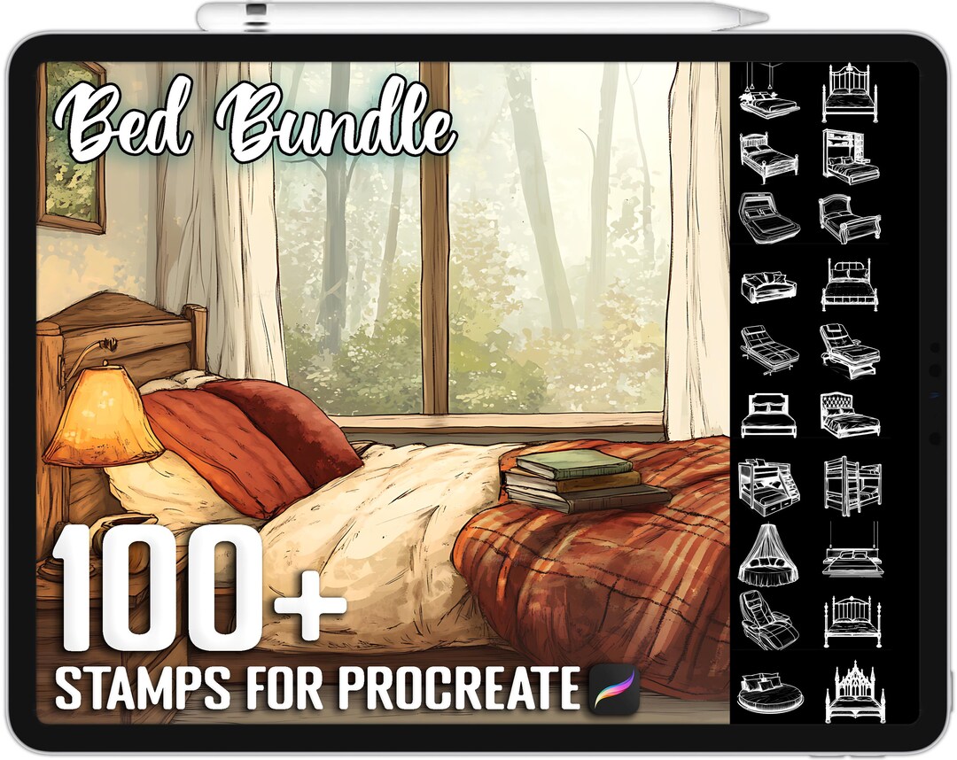 100+ Procreate Bed Stamps, Brushes for Procreate, Instant Digital ...