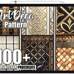 100+ Procreate Art Deco Pattern Brushes, Realistic Texture Brushes for Procreate, Instant Digital Download