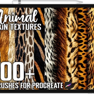 Oltre 100 pennelli per texture di pelle animale Procreate, pennelli realistici per Procreate, download digitale istantaneo