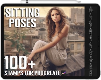 100+ Procreate Sitting Pose Stamps, Sitting Pose Brushes for Procreate, Instant Digital Download