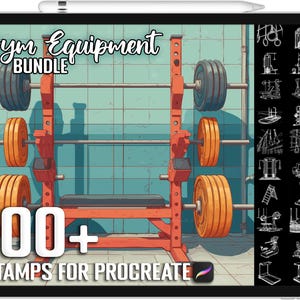 100+ Procreate Gym Equipment Stamps, Realistic Brushes for Procreate, Instant Digital Download