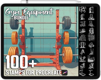 100+ Procreate Gym Equipment Stamps, Realistic Brushes for Procreate, Instant Digital Download