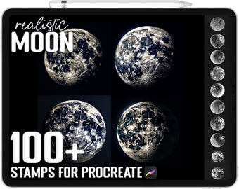 100+ Procreate Moon Stamps, Moon Brushes for Procreate, Instant Digital Download