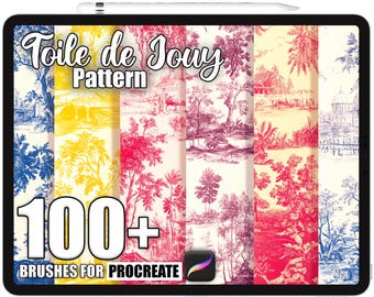 100+ Procreate Toile de Jouy Pattern Brushes, Realistic Texture Brushes for Procreate, Instant Digital Download