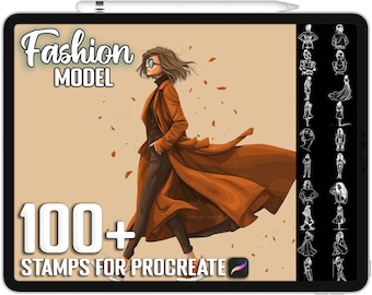 100+ Procreate Fashion Model Poses Postzegels, realistische penselen voor voortplanting, directe digitale download