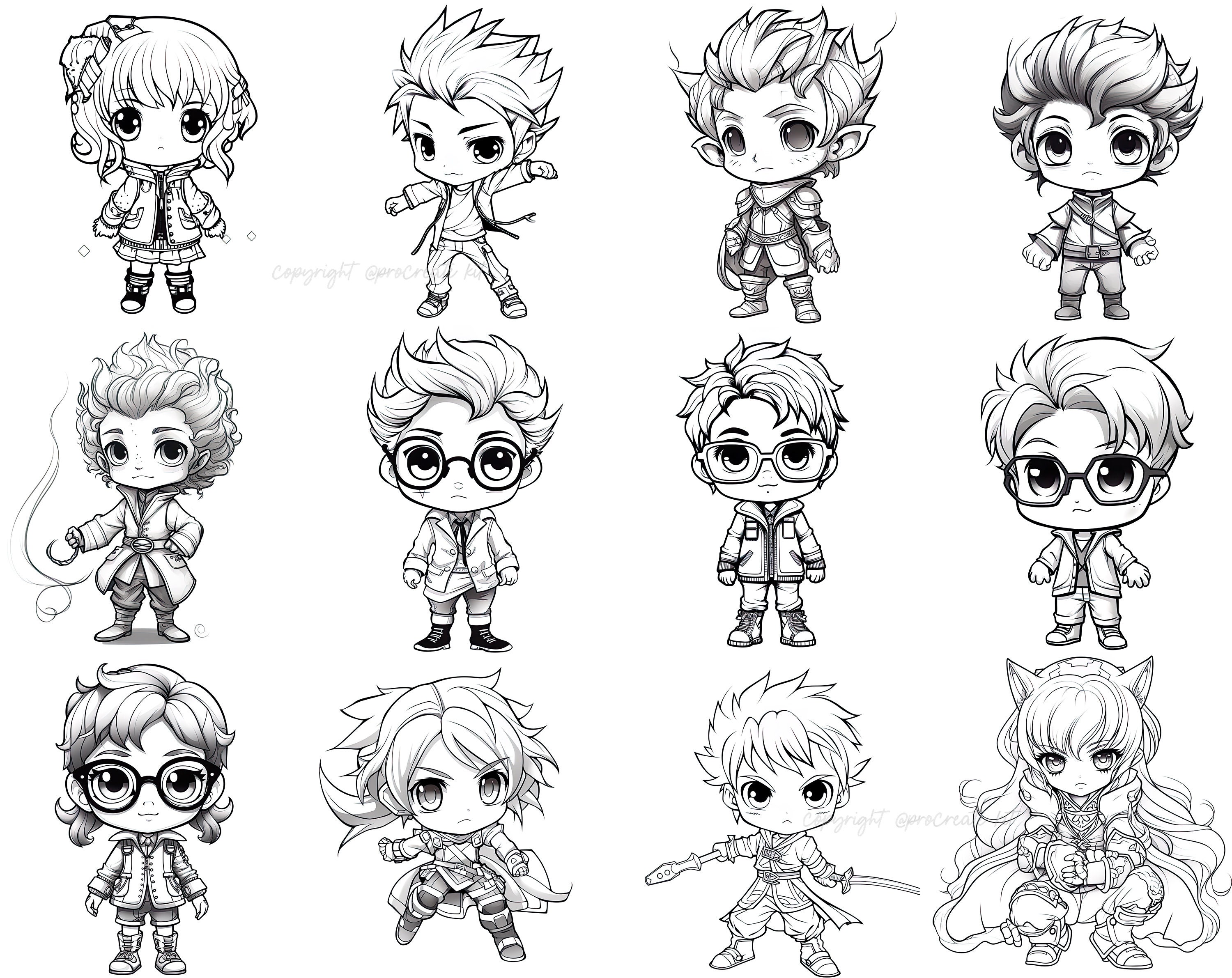 100+ Procreate Chibi Character Guide Stamps, Chibi Character Brushes ...