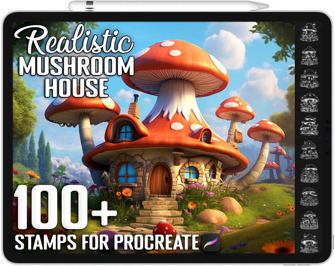 100+ Procreate Mushroom Houses Stamps, Mushroom Brushes for Procreate ...