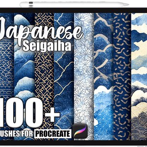 100+ Procreate Japanese Seigaiha Brushes, Realistic Texture Brushes for Procreate, Instant Digital Download