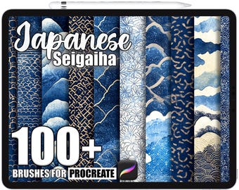 100+ Procreate Japanese Seigaiha Brushes, Realistic Texture Brushes for Procreate, Instant Digital Download