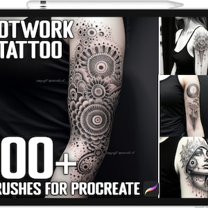 100+ Procreate Dotwork Tattoo Stamps, Tattoo Guide Brushes for Procreate, Instant Digital Download