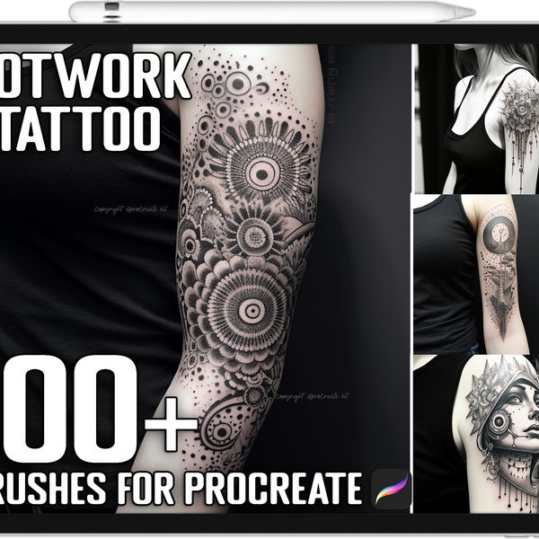 100+ Procreate Dotwork Tattoo Stempel, Tattoo Guide Pinsel für Procreate, Sofortiger digitaler Download