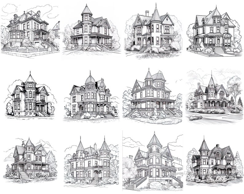 Illustration of Grand Mansion House Texture Brushes