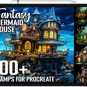 100+ Procreate Mermaid House Stamps, Fantasy Mermaid House Brushes for Procreate, Instant Digital Download