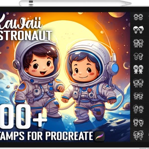 100+ Procreate Kawaii Astronauts Stamps, Unique Realistic Kawaii Astronauts Brushes for Procreate, Instant Digital Download