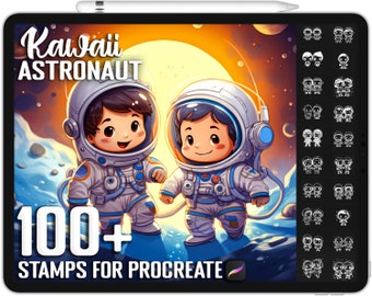 100+ Procreate Kawaii Astronauts Stamps, Unique Realistic Kawaii Astronauts Brushes for Procreate, Instant Digital Download