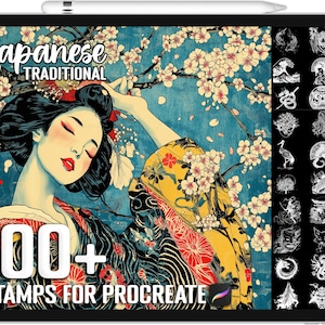 100+ Procreate Japanese Traditional Stamps, Brushes for Procreate, Instant Digital Download