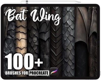 100+ Procreate Bat Wing Brushes, Realistic Texture Brushes for Procreate, Instant Digital Download