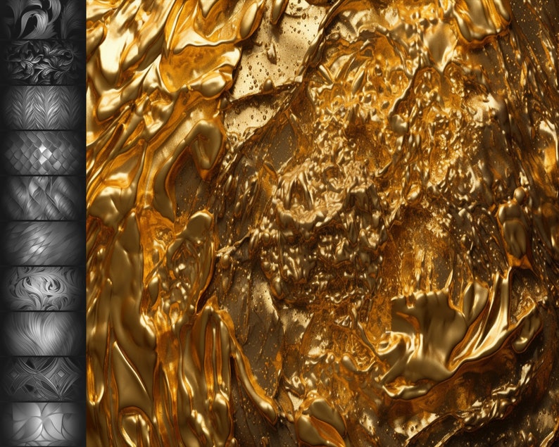 100 Procreate Gold Textur Pinsel, realistische Pinsel für Procreate, sofortiger digitaler Download Bild 3