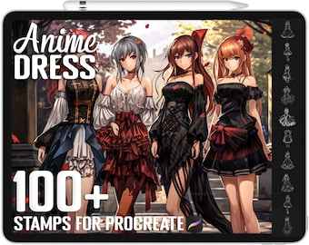100+ Procreate Anime Dress Stamps, Anime Dress Brushes for Procreate, Instant Digital Download