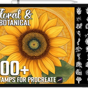100+ Procreate Floral & Botanical Stamps, Brushes for Procreate, Instant Digital Download