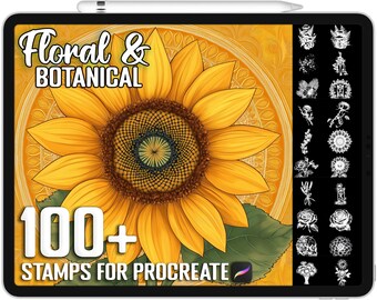 100+ Procreate Floral & Botanical Stamps, Brushes for Procreate, Instant Digital Download