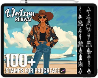 100+ Procreate Western Runway Modern Meets Classic Stamps, Realistic Brushes for Procreate, Instant Digital Download