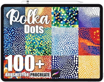 Oltre 100 pennelli Procreate Polka Dots, pennelli texture realistiche per Procreate, download digitale istantaneo