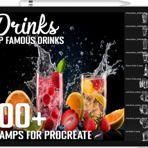 100+ Procreate Drinks Stamps, Drinks Brushes for Procreate, Instant Digital Download