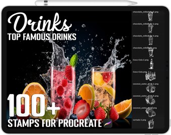 100+ Procreate Drinks Stamps, Drinks Brushes for Procreate, Instant Digital Download