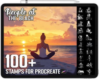 100+ Procreate People at the Beach Scene Stamps, Realistic Brushes for Procreate, Instant Digital Download