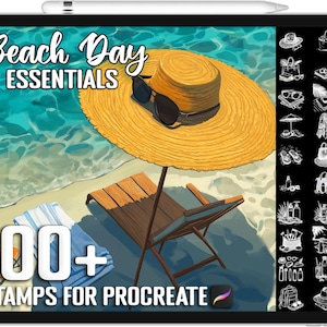 100+ Procreate Beach Day Essentials Scene Stamps, Realistic Brushes for Procreate, Instant Digital Download