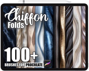 100+ Procreate Chiffon Folds Brushes, Realistic Texture Brushes for Procreate, Instant Digital Download