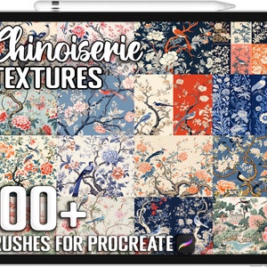 100+ Procreate Chinoiserie Pattern Texture Brushes, Realistic Brushes for Procreate, Instant Digital Download