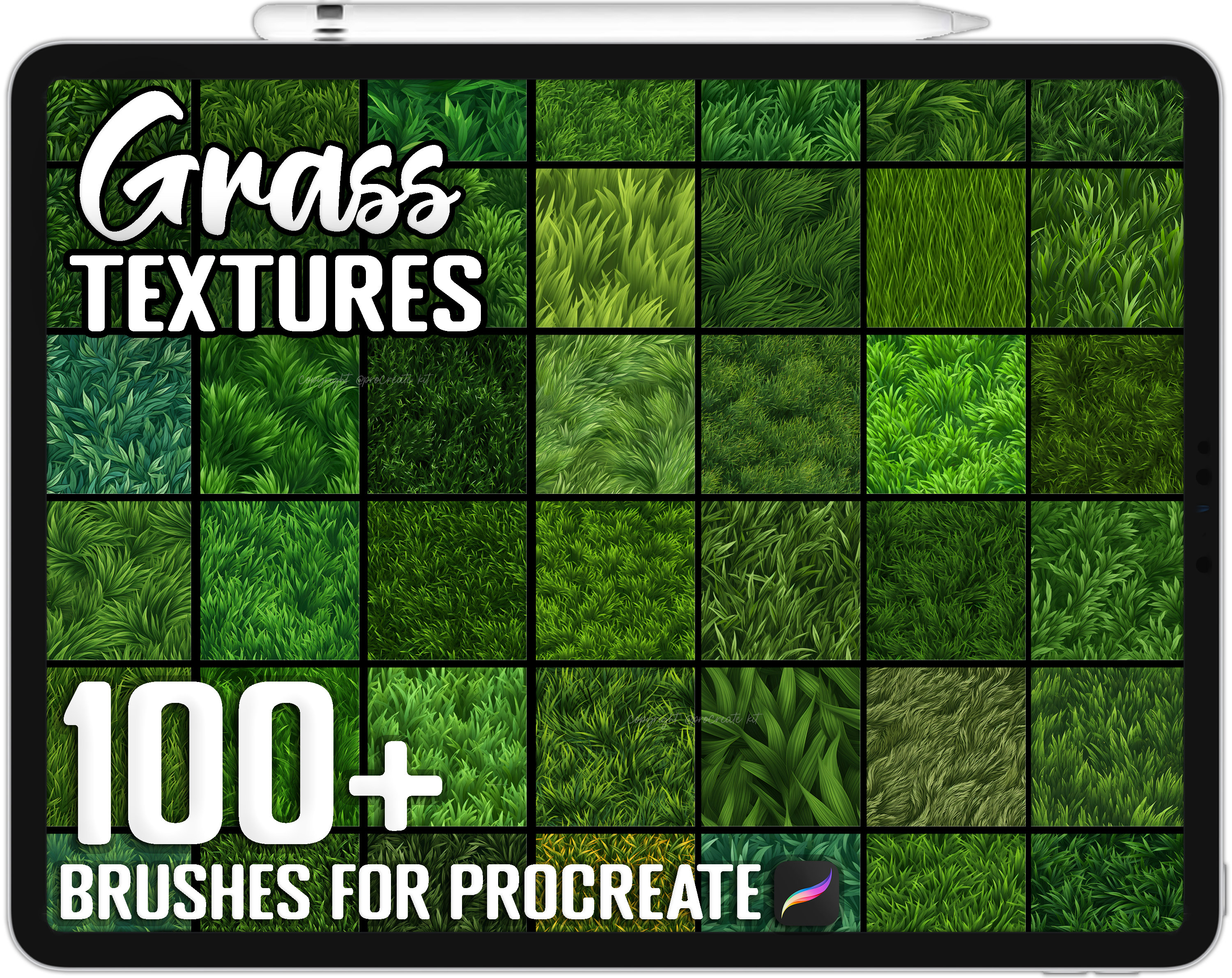 100+ Procreate Grass Pattern Texture Brushes, Realistic Brushes for ...