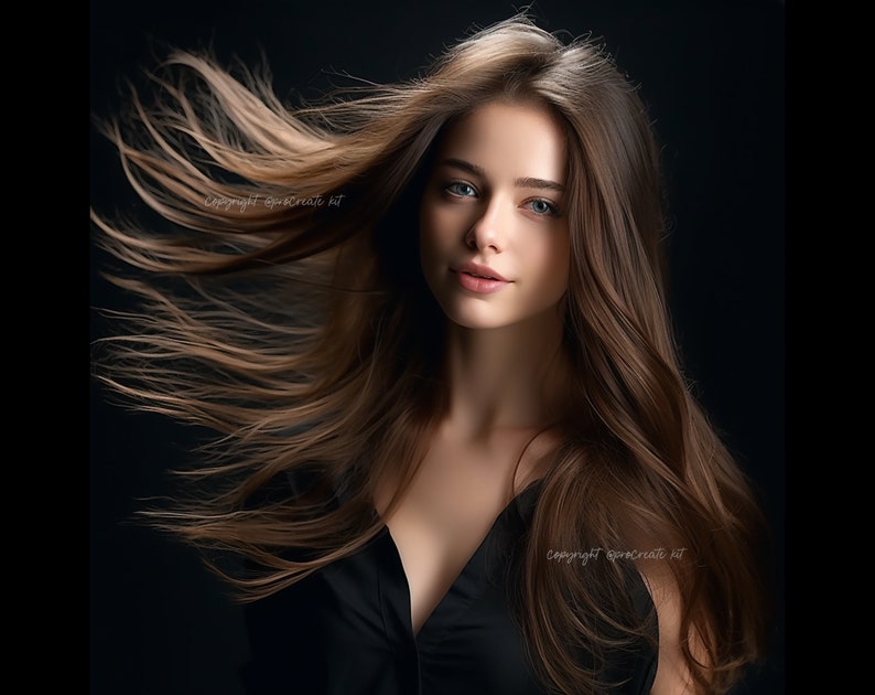 100 Procreate Realistic Long Hair Stamps Long Hair Brushes Etsy