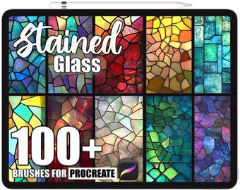 100+ Procreate Stained Glass Brushes, Realistic Texture Brushes for Procreate, Instant Digital Download