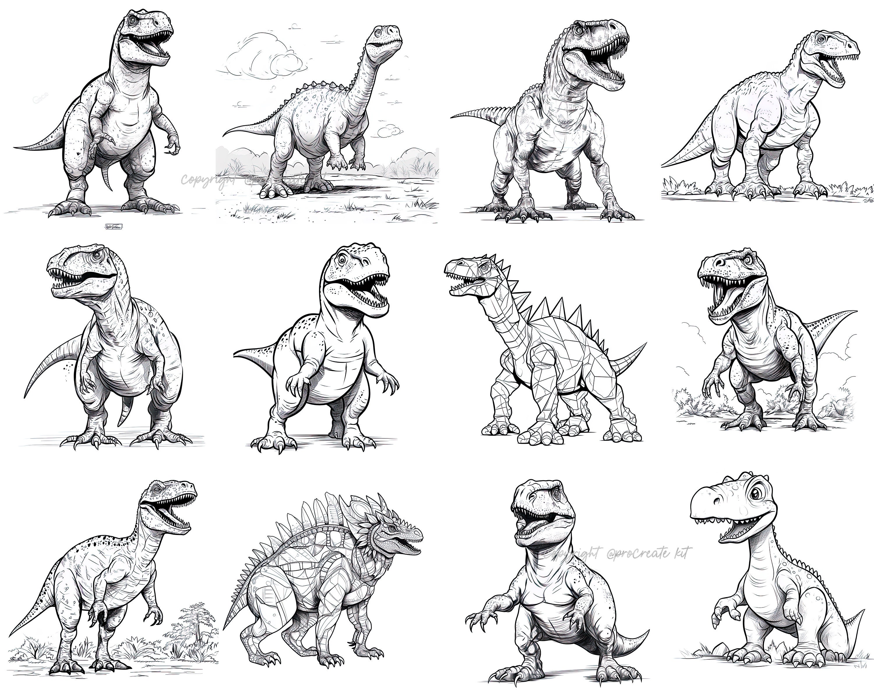 100 Procreate Dinosaur Stamps Dinosaur Brushes for Etsy
