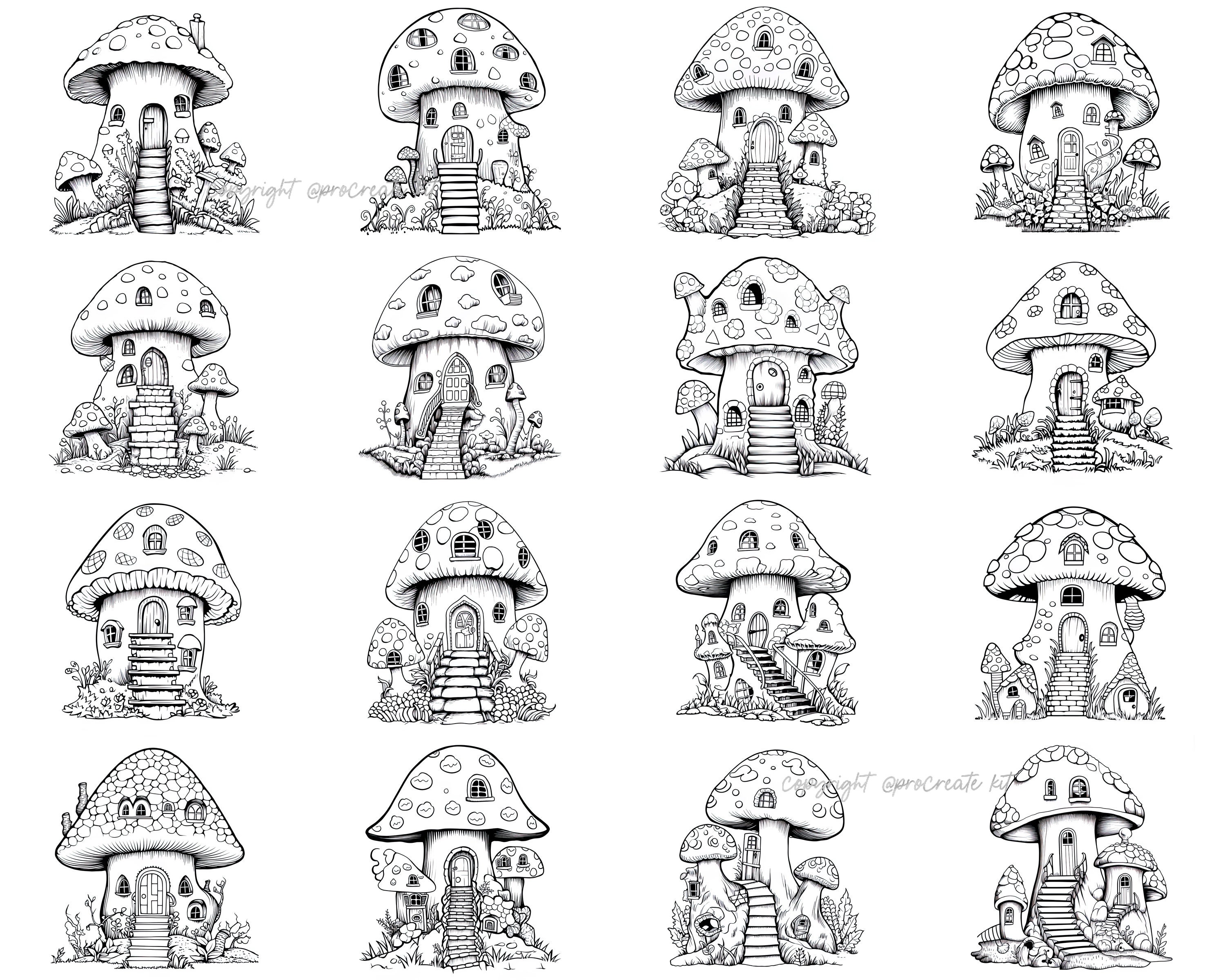 100+ Procreate Mushroom Houses Stamps, Mushroom Brushes for Procreate ...