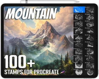 100+ Procreate Mountain Stamps, Mountain Brushes for Procreate, Instant Digital Download