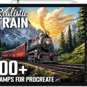 100+ Procreate Train Stamps, Train Brushes for Procreate, Instant Digital Download