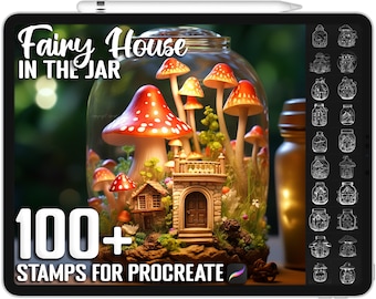 100+ Procreate Fairy House in Jar Stamps, Unique Realistic Fairy House in Jar Brushes for Procreate, Instant Digital Download