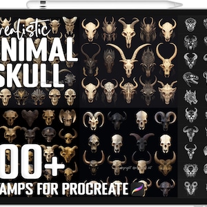 100+ Procreate Animal Skull Stamps, Animal Skull Brushes for Procreate, Instant Digital Download