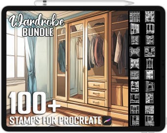 100+ Procreate Wardrobe Stamps, Brushes for Procreate, Instant Digital Download