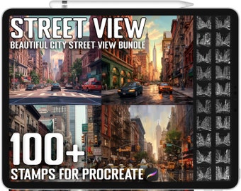 100+ Procreate City Street View Stamps, City Street View Brushes for Procreate, Instant Digital Download