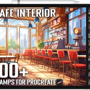 100+ Procreate Cafe Interior Stamps, Cafe Interior Guide Brushes for Procreate, Instant Digital Download