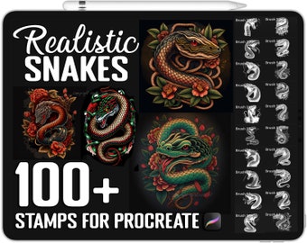 100+ Procreate Snake Stamps, Snake Tattoo Brushes for Procreate, Instant Digital Download