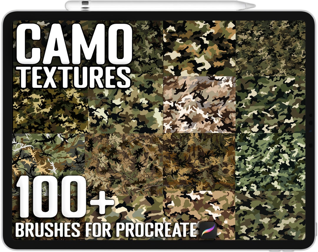 100 Camo Texture Brushes, Realistic Brushes for Procreate, Instant